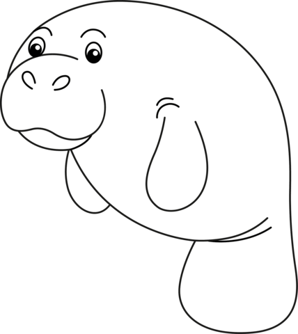 Cute Manatee Coloring Page